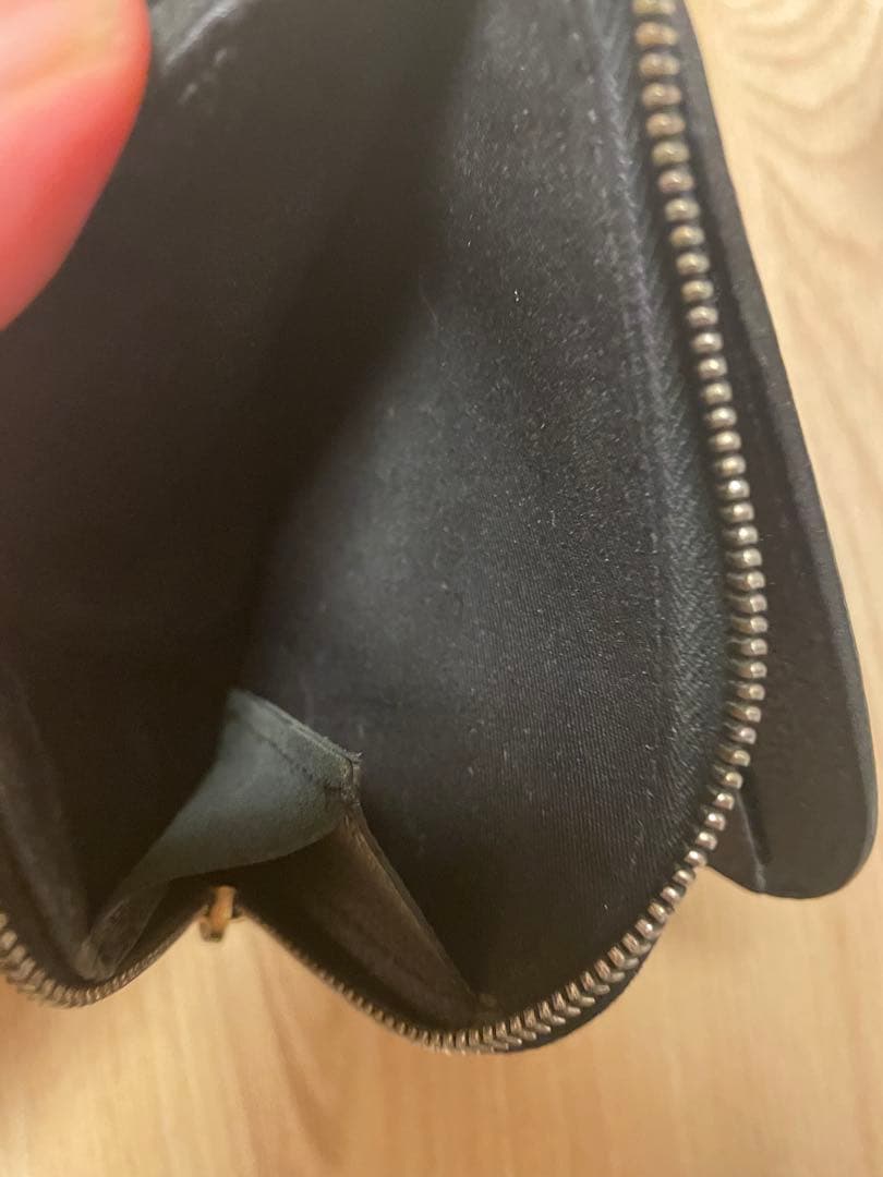 ブラックレザー マネークリップ ジッパー付き