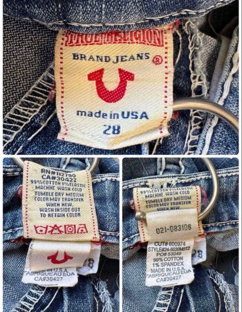 TRUE RELIGION デニムパンツ ブーツカット 太ステッチ W28 希少