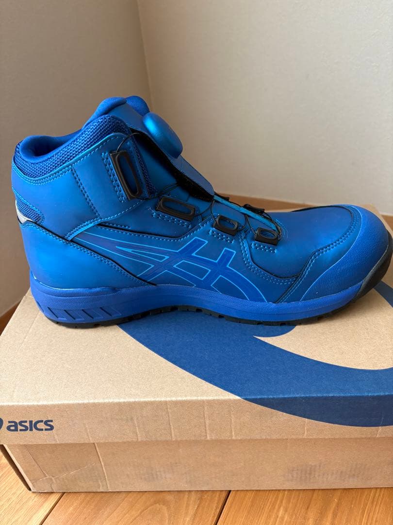 ASICS 青 ハイカット安全靴