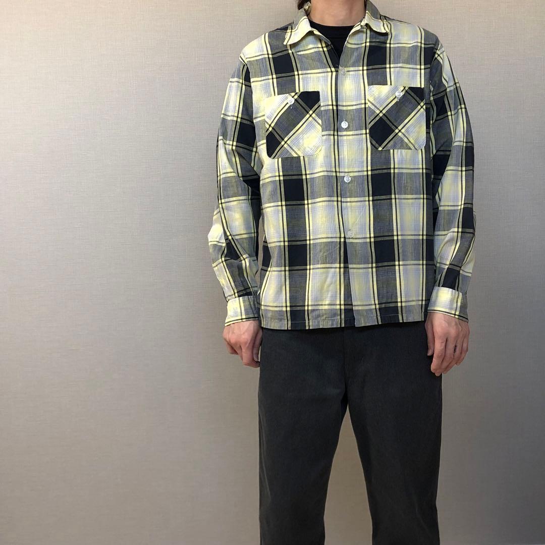 TOWN CRAFT ビンテージ コットン シャツ 黄 黒 灰 チェック 60s