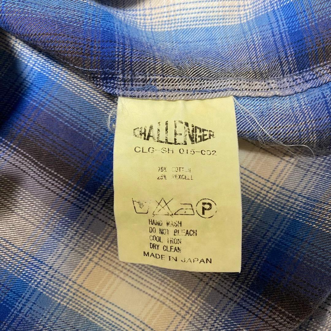 Challenger オンブレチェック　長袖シャツ　刺繍　ブルー