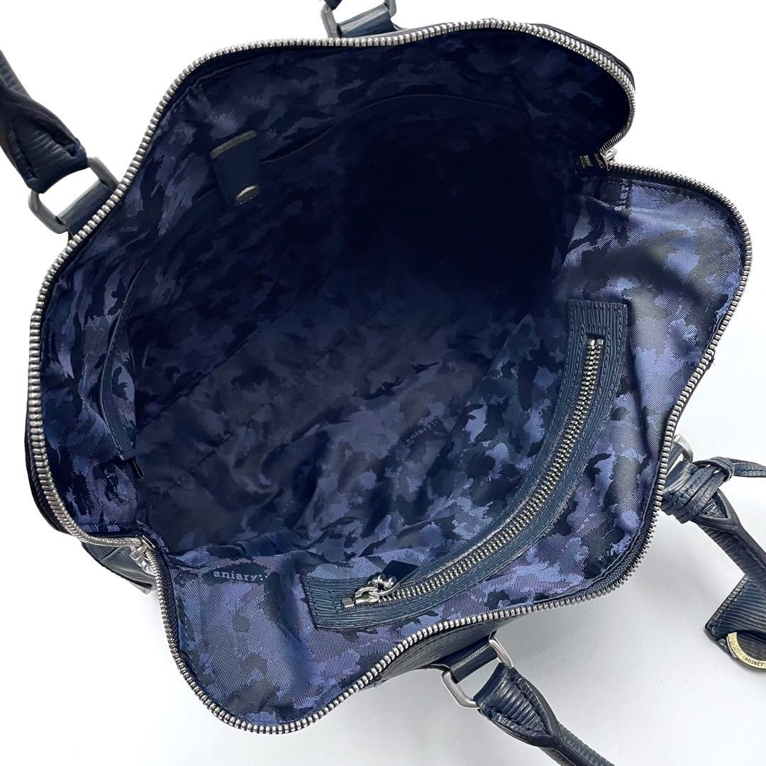 《美品》aniary アニアリー ビジネスバッグ ブリーフケース エピレザー 紺