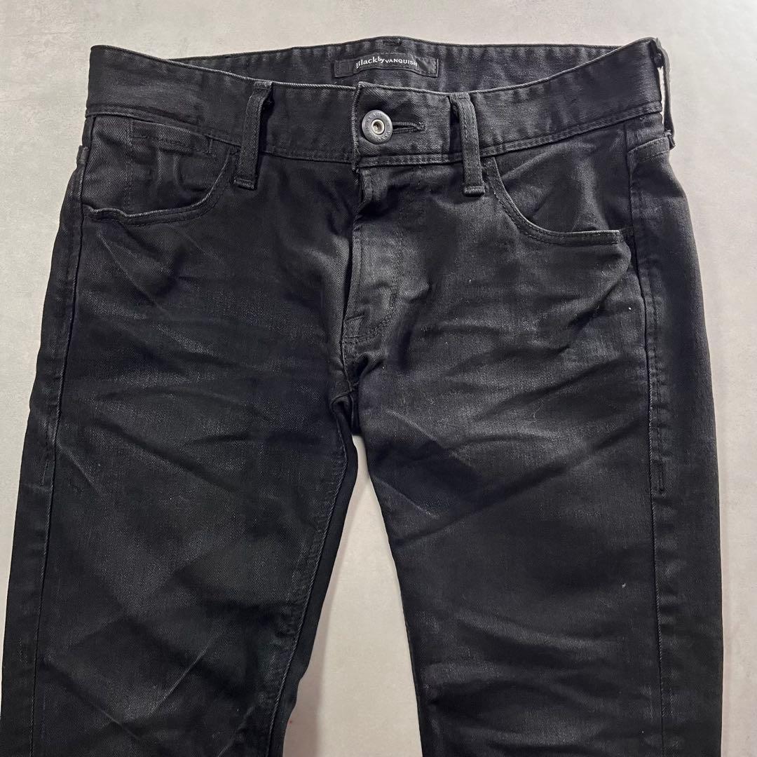 ◎Black by VANQUISH 皺加工 スキニー デニムパンツ Y2K
