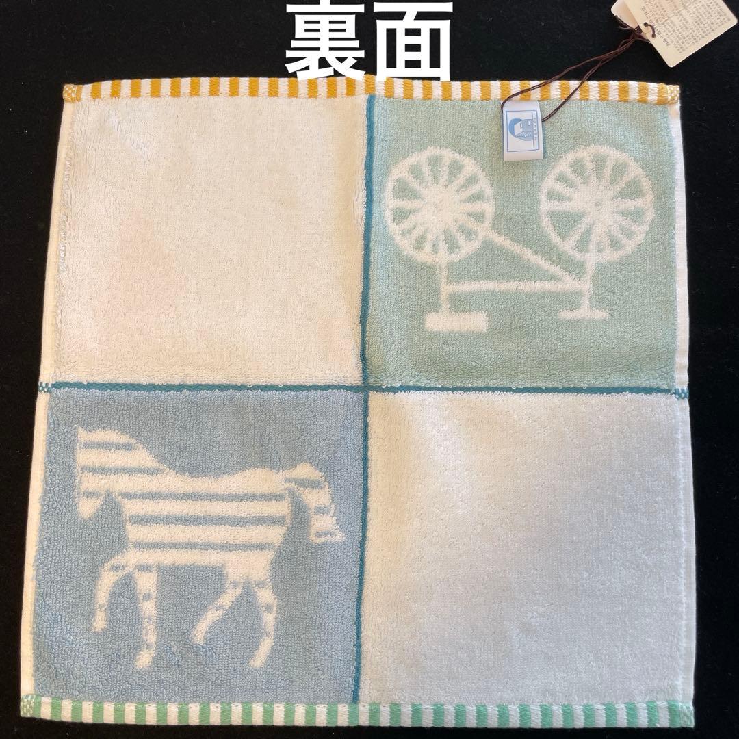 エルメス　タオルハンカチ馬と自転車　箱、グリーティングカード、2025リボン付き