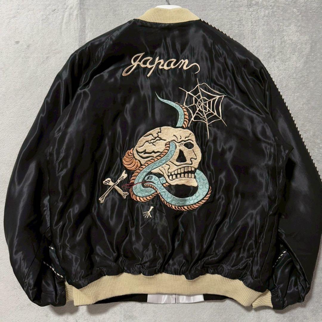 未使用タグ付き テーラー東洋 スカジャン 蛇髑髏 日本地図 XLサイズ