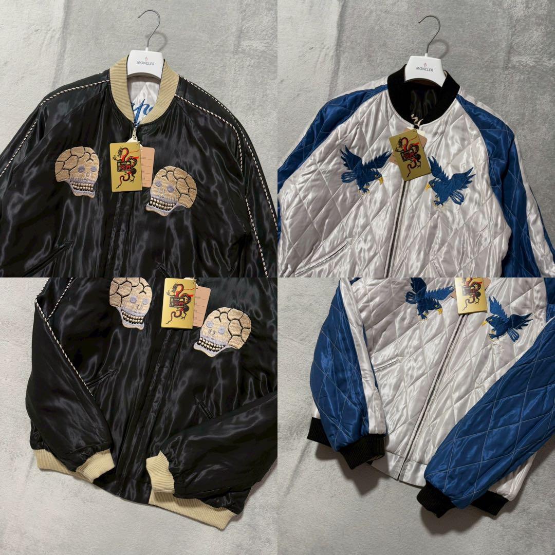 未使用タグ付き テーラー東洋 スカジャン 蛇髑髏 日本地図 XLサイズ