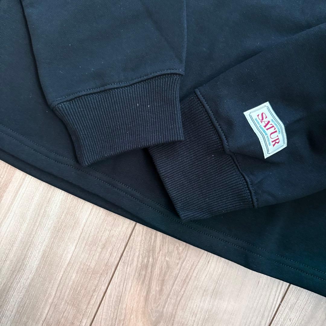 SATUR セター スウェット 刺繍 ロゴ 黒 M