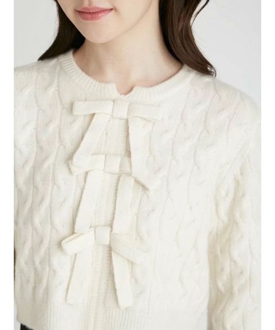 celford リボンモチーフケーブルニットプルオーバー