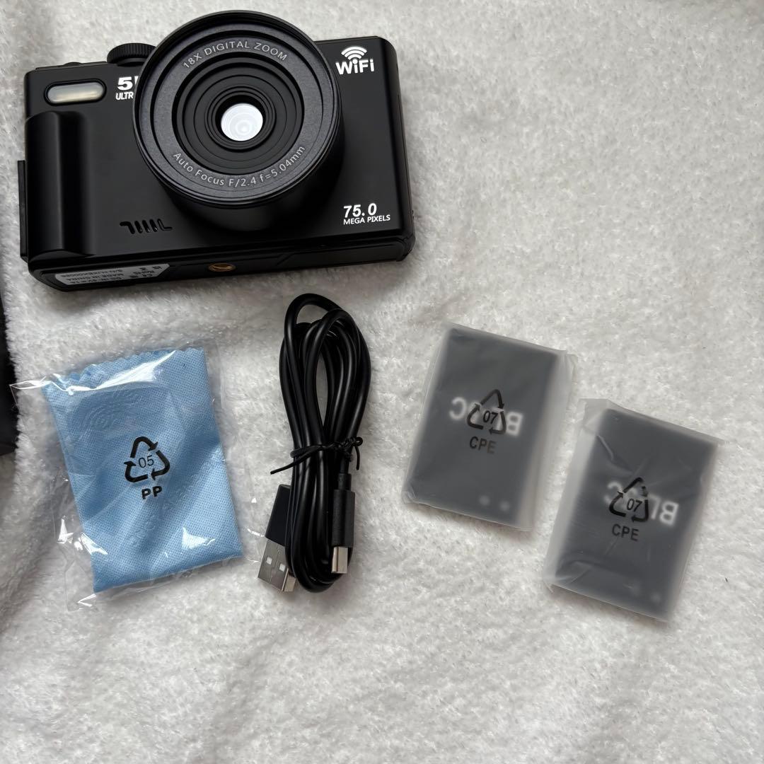 デジタルカメラ 5K動画 7500万画素 デジカメ WIFI転送機能