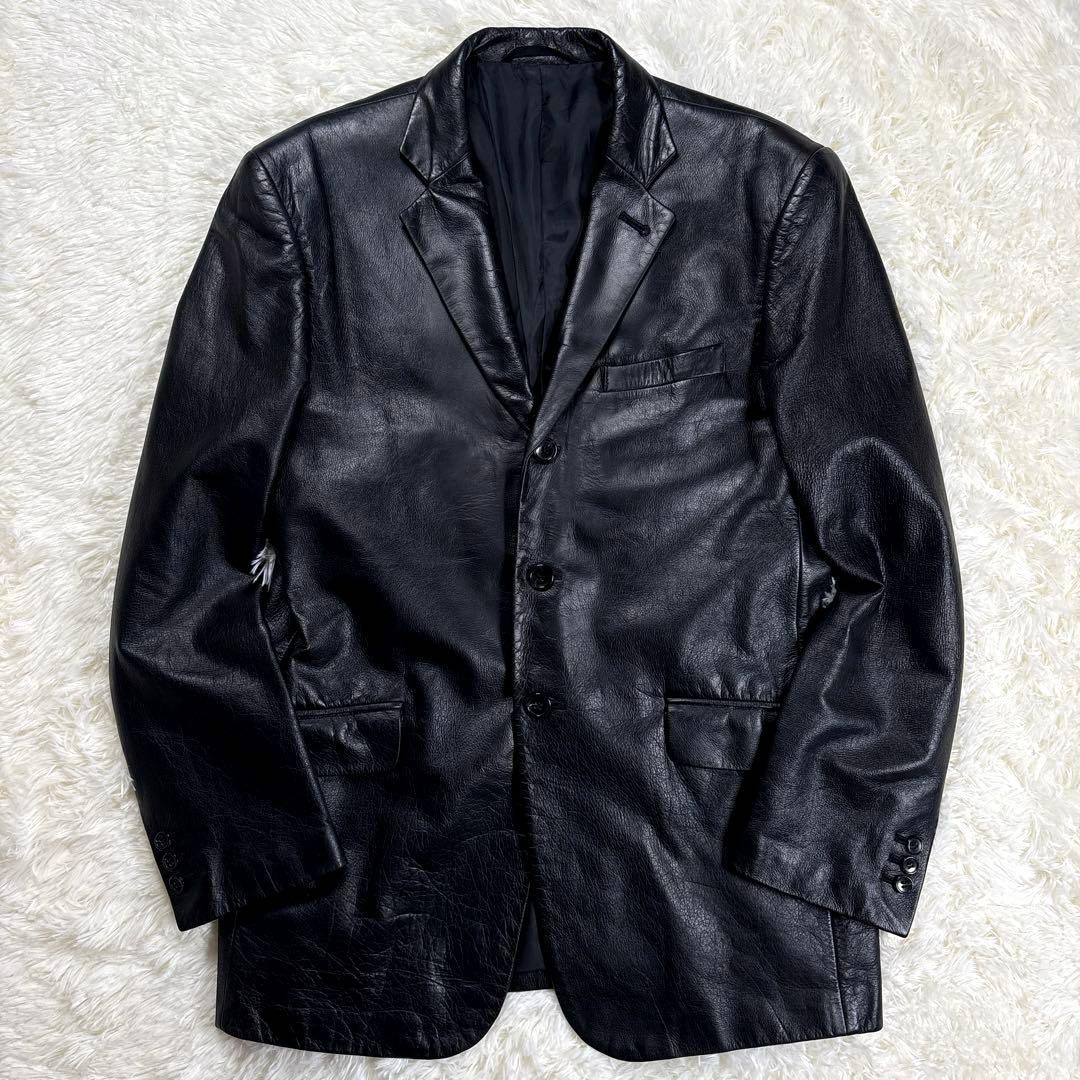 ✨A.A.R・牛革✨ヨウジヤマモト×ダーバン　レザーテーラードジャケット　黒　Ｌ