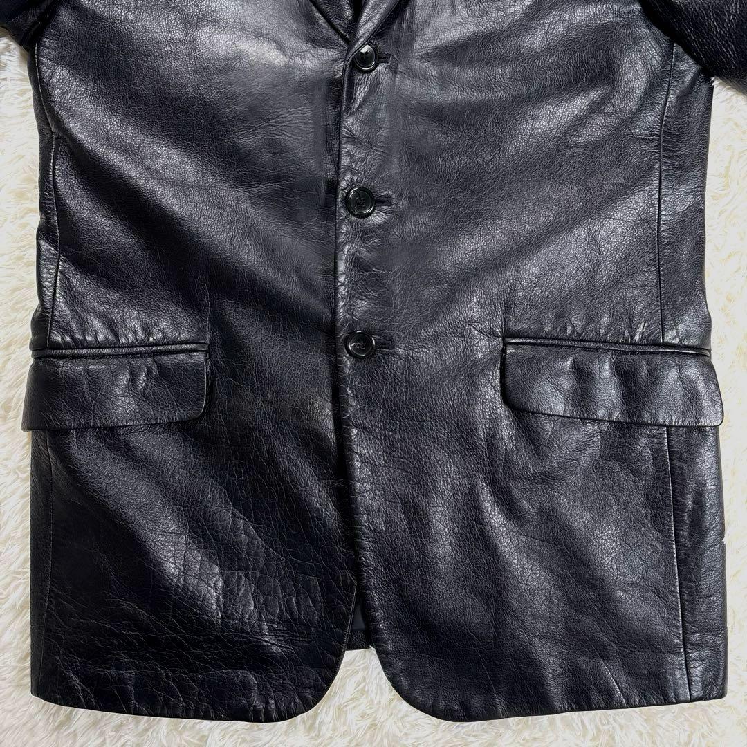 ✨A.A.R・牛革✨ヨウジヤマモト×ダーバン　レザーテーラードジャケット　黒　Ｌ