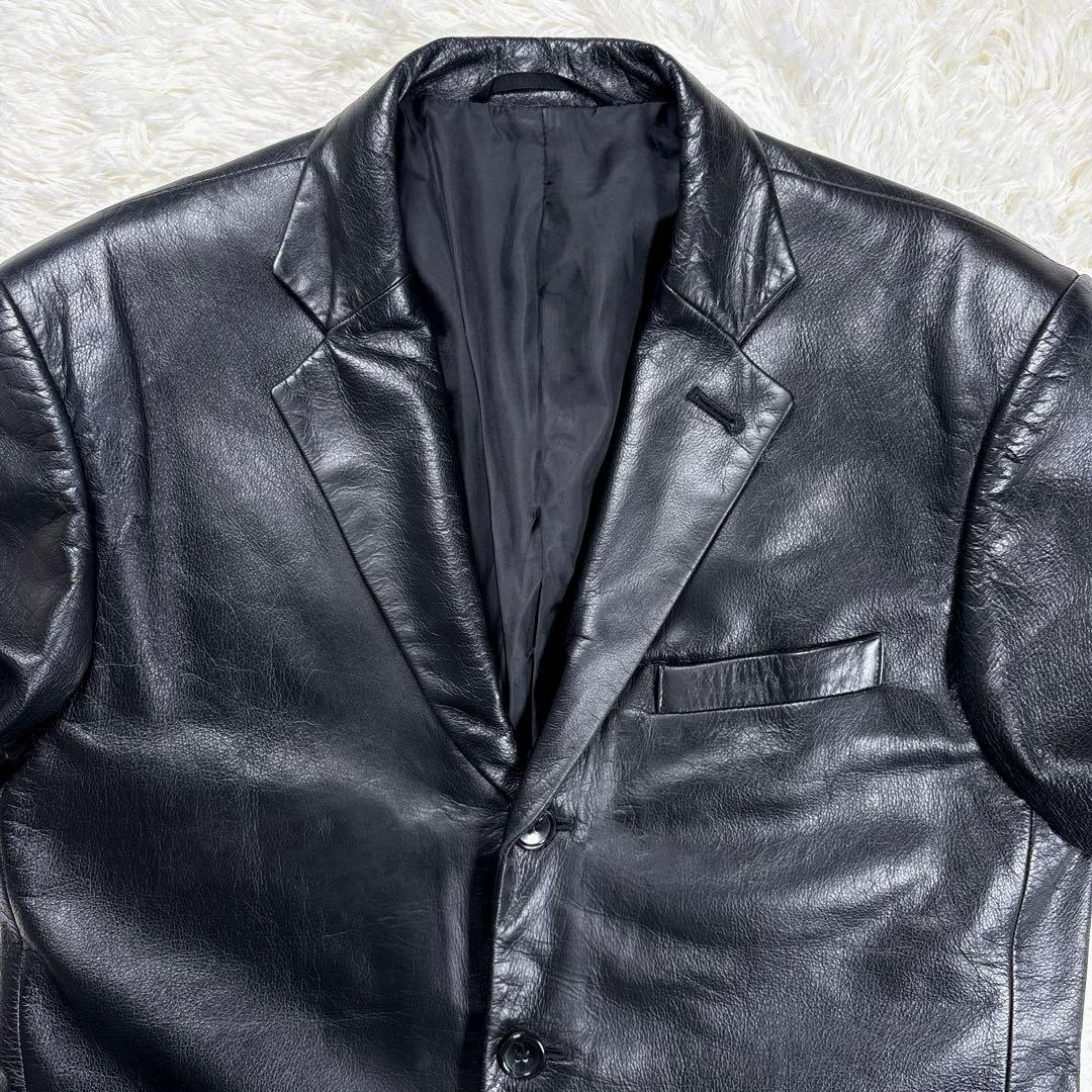 ✨A.A.R・牛革✨ヨウジヤマモト×ダーバン　レザーテーラードジャケット　黒　Ｌ