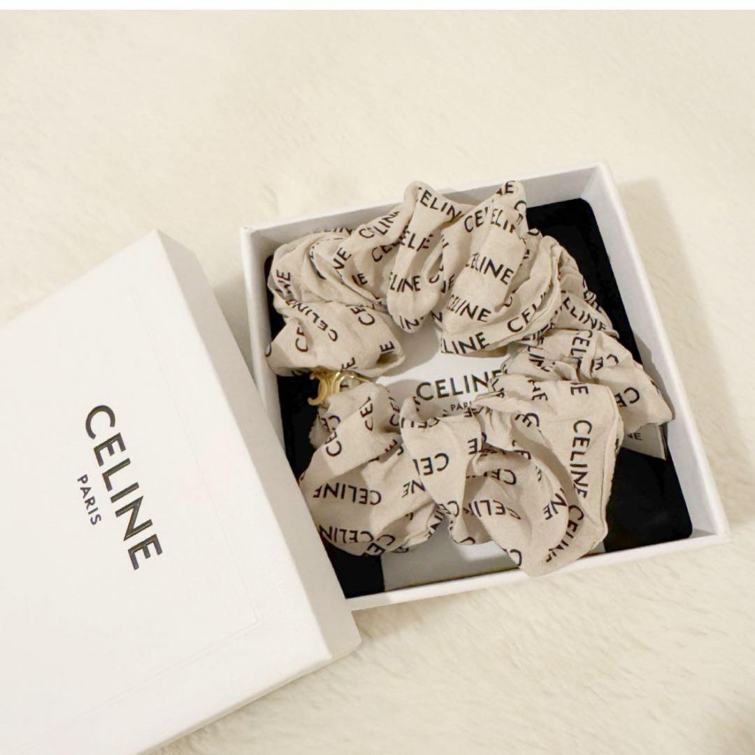 CELINE レイユール シュシュ / シルク＆ゴールドフィニッシュ ブラス