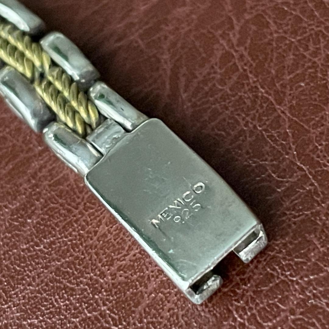 シルバー925 メキシコ ツートーン パンサー チェーンブレスレット メンズ