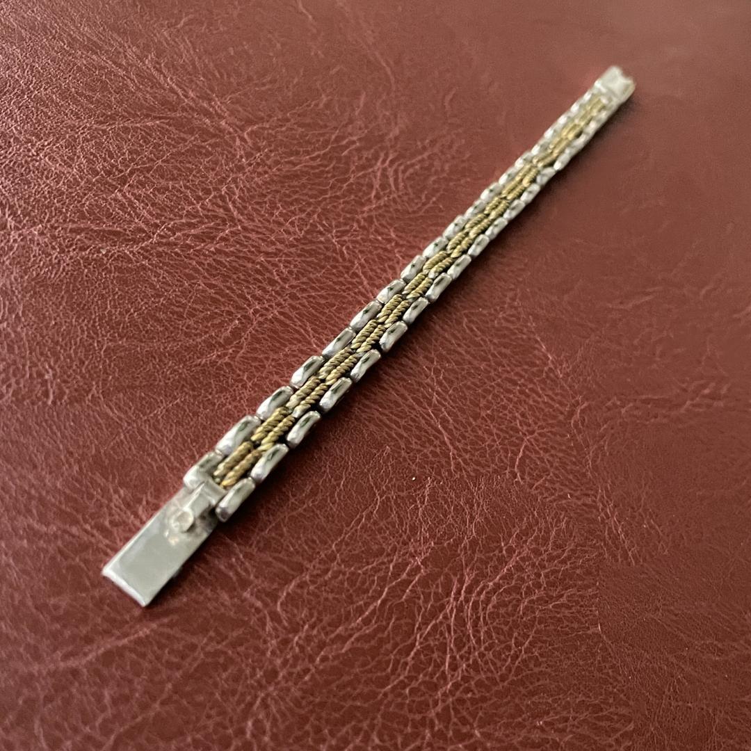 シルバー925 メキシコ ツートーン パンサー チェーンブレスレット メンズ