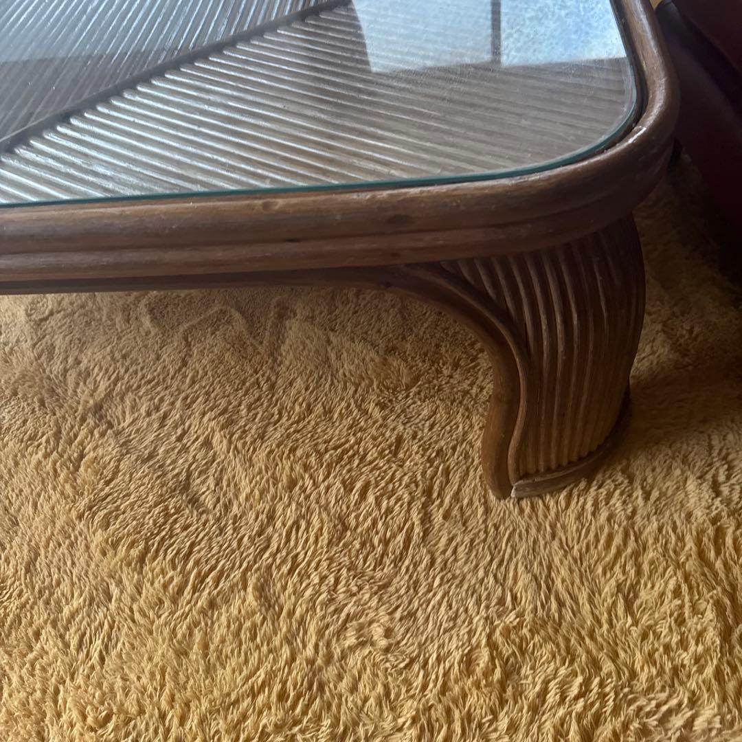 籐テーブル✖️ガラストップの大型炬燵