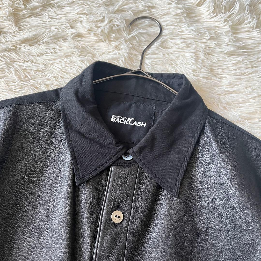 未使用級✨イサムカタヤマバックラッシュ　長袖シャツ　ブラック　ディアスキン　革
