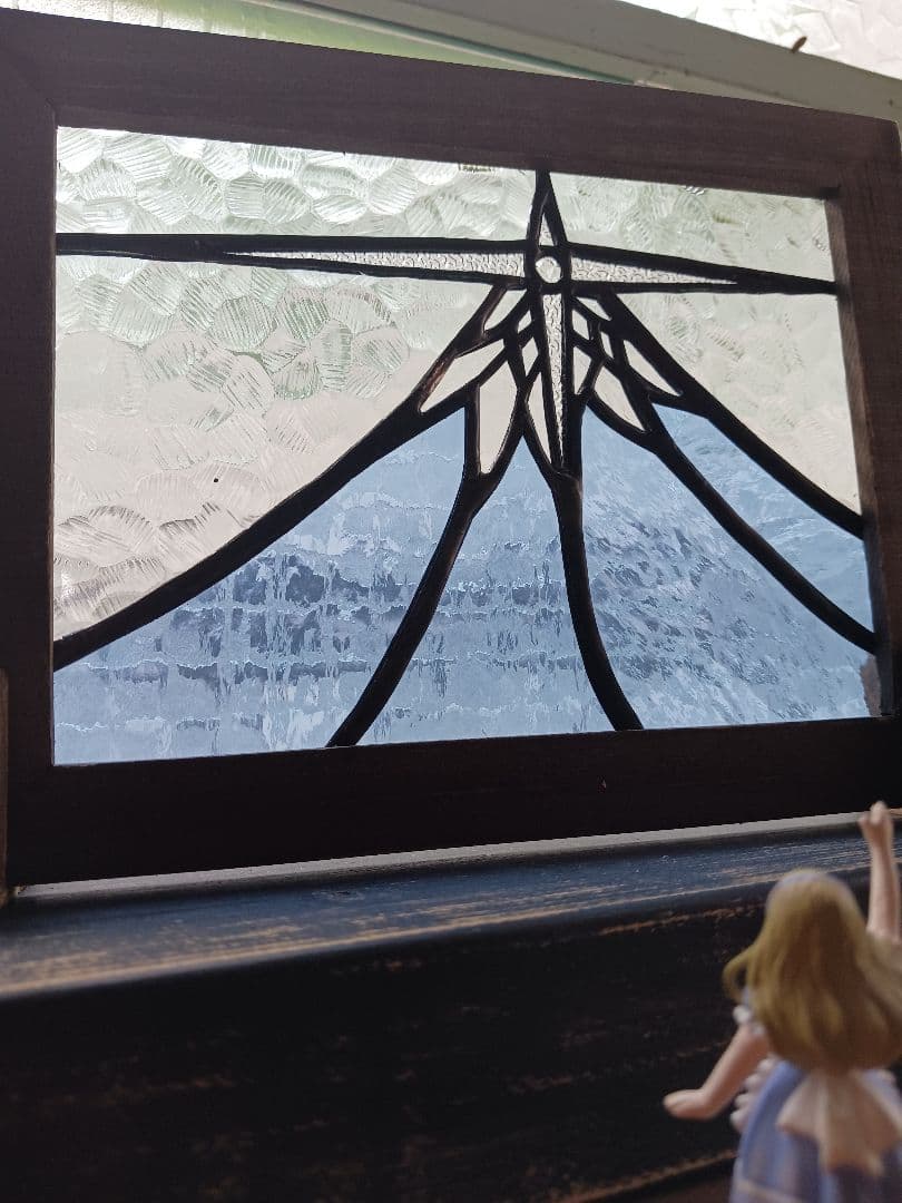 ステンドグラス　ダイヤモンド富士&パール富士