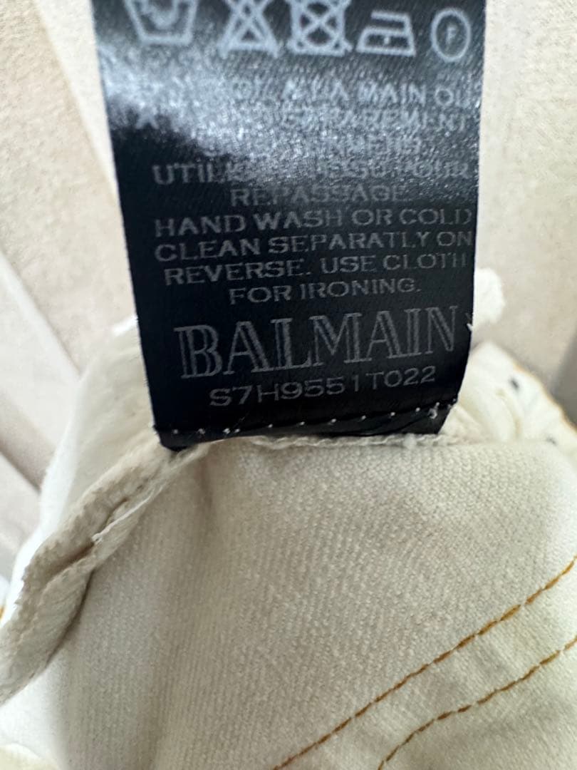 BALMAIN ホワイト スリムフィットパンツ