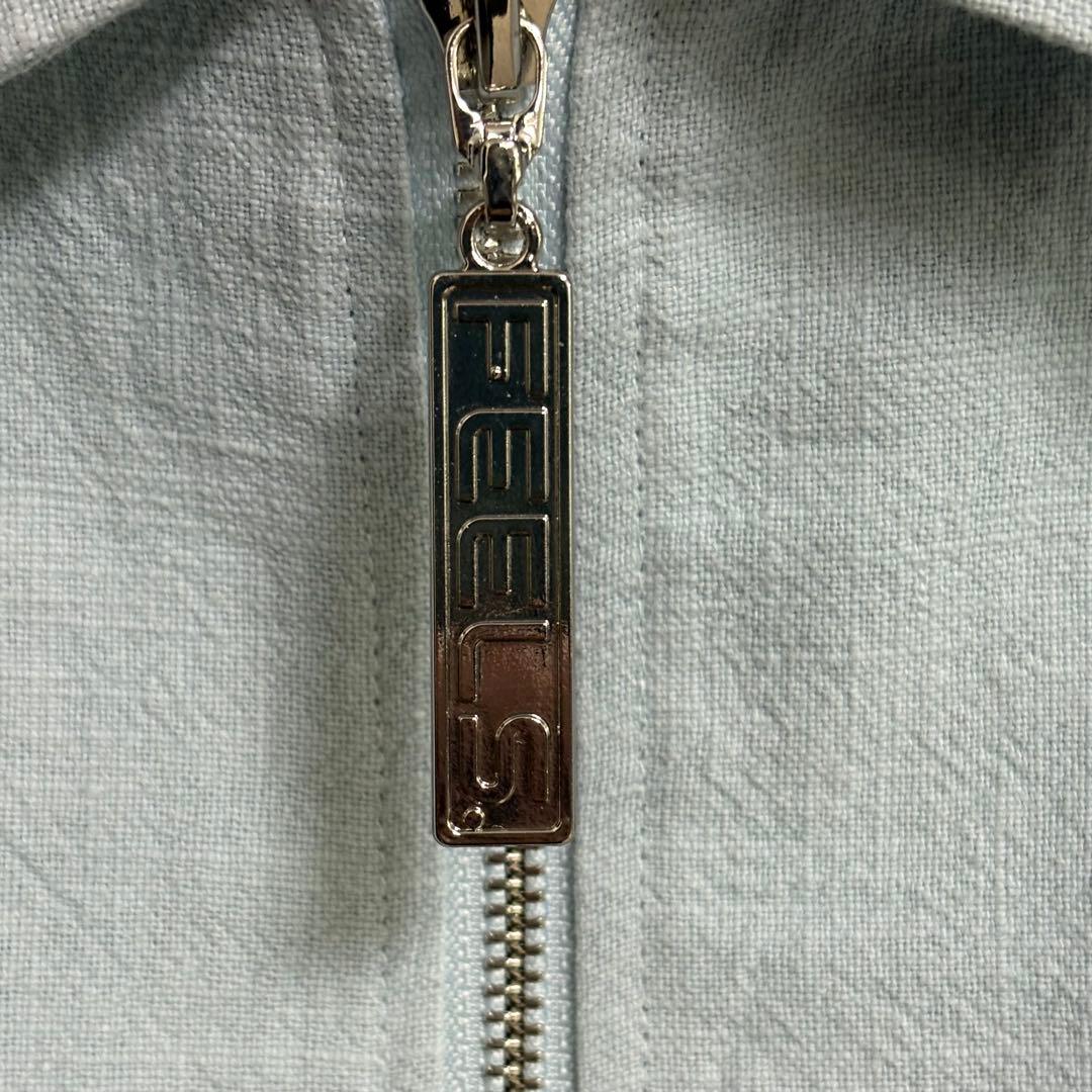 feels. 上杉柊平　リネンジップジャケット　ブルー　L