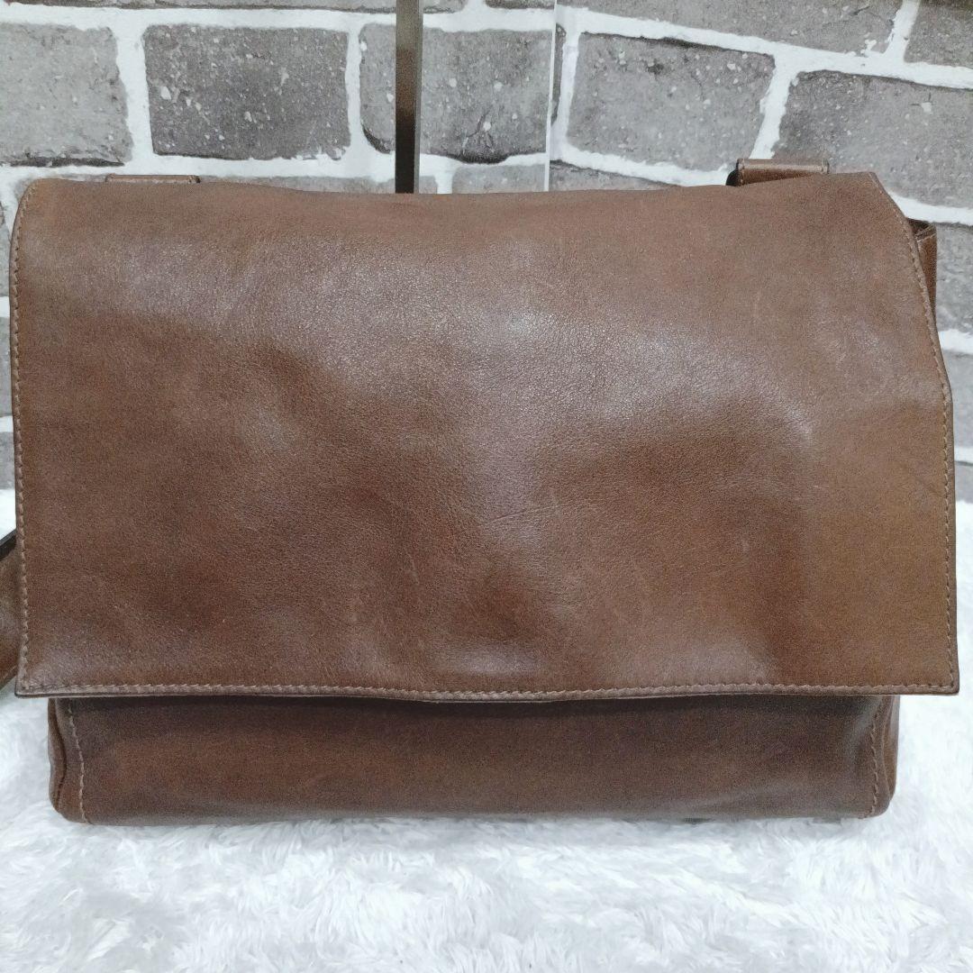 【定番】土屋鞄 メッセンジャーバッグ ショルダーバッグ ブラウン レザー 本革