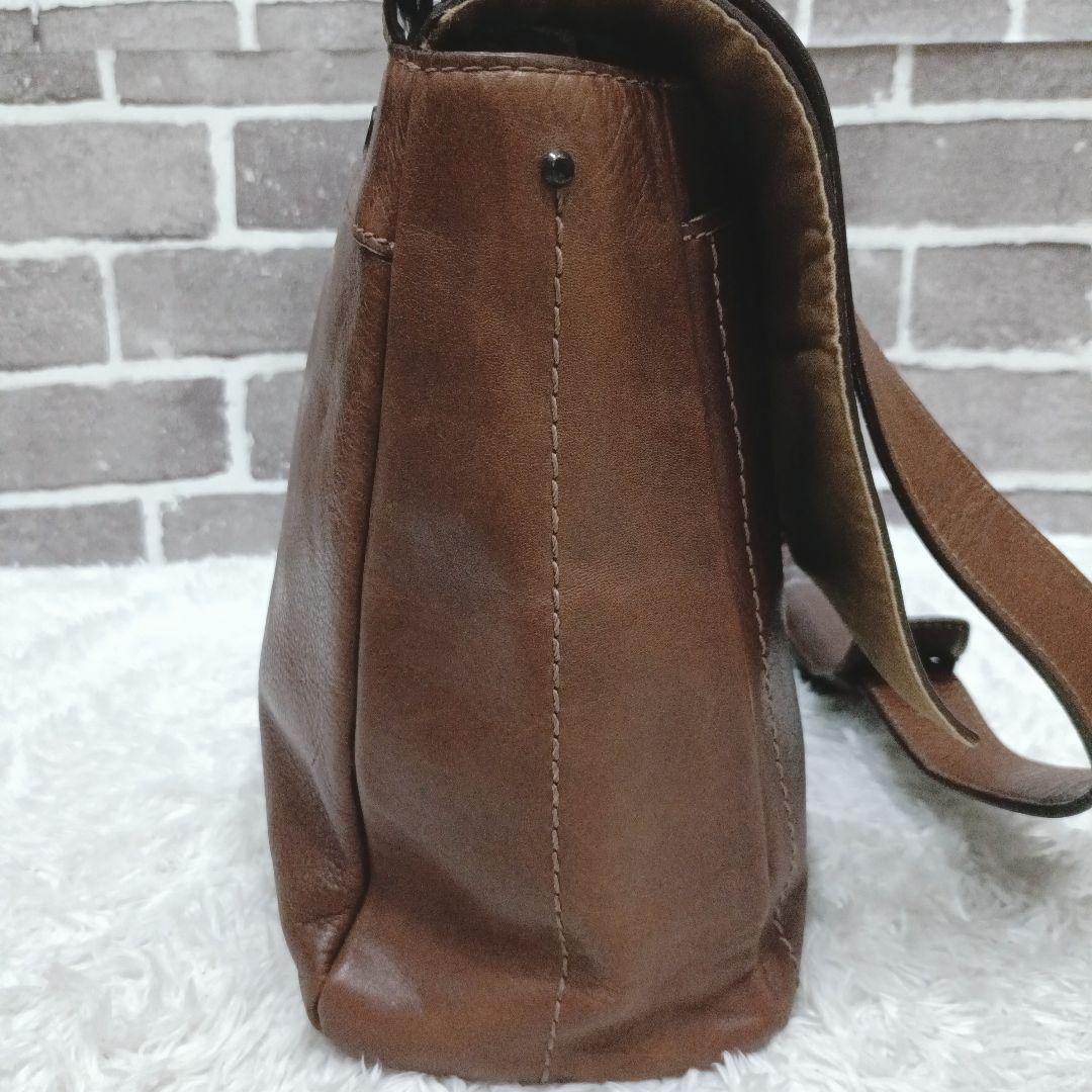 【定番】土屋鞄 メッセンジャーバッグ ショルダーバッグ ブラウン レザー 本革