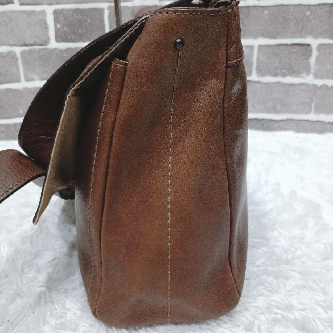 【定番】土屋鞄 メッセンジャーバッグ ショルダーバッグ ブラウン レザー 本革
