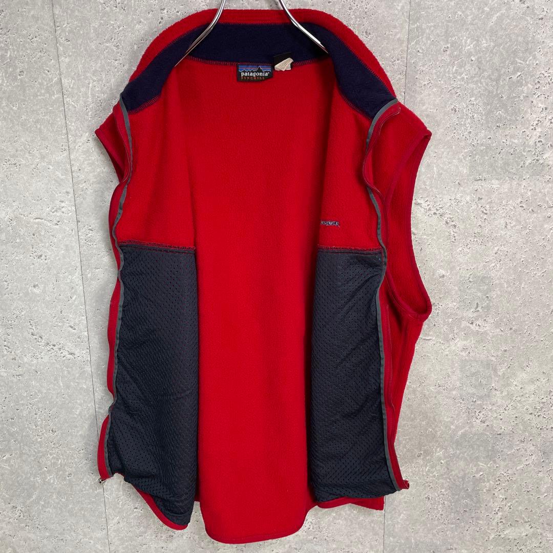 パタゴニア　USA製 90s シンチラベスト　刺繍ロゴ　フリース　XL