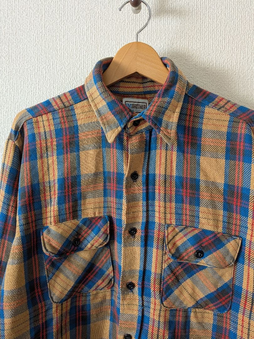 【70s〜80s】【USA製】ファイブブラザー　ネルシャツ　アメカジ　古着