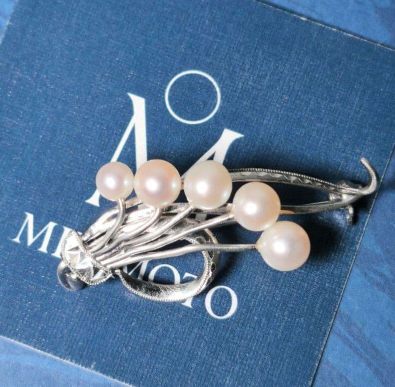 【美品 最高級】ミキモト ブローチ パール 花束 5珠 皇室御用達 正規品