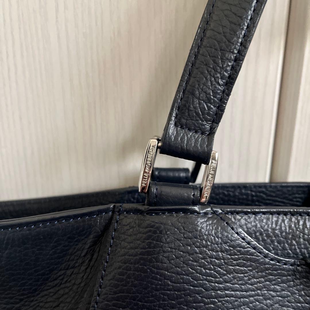 PELLE MORBIDA ペッレモルビダ レザートートバッグ ネイビー