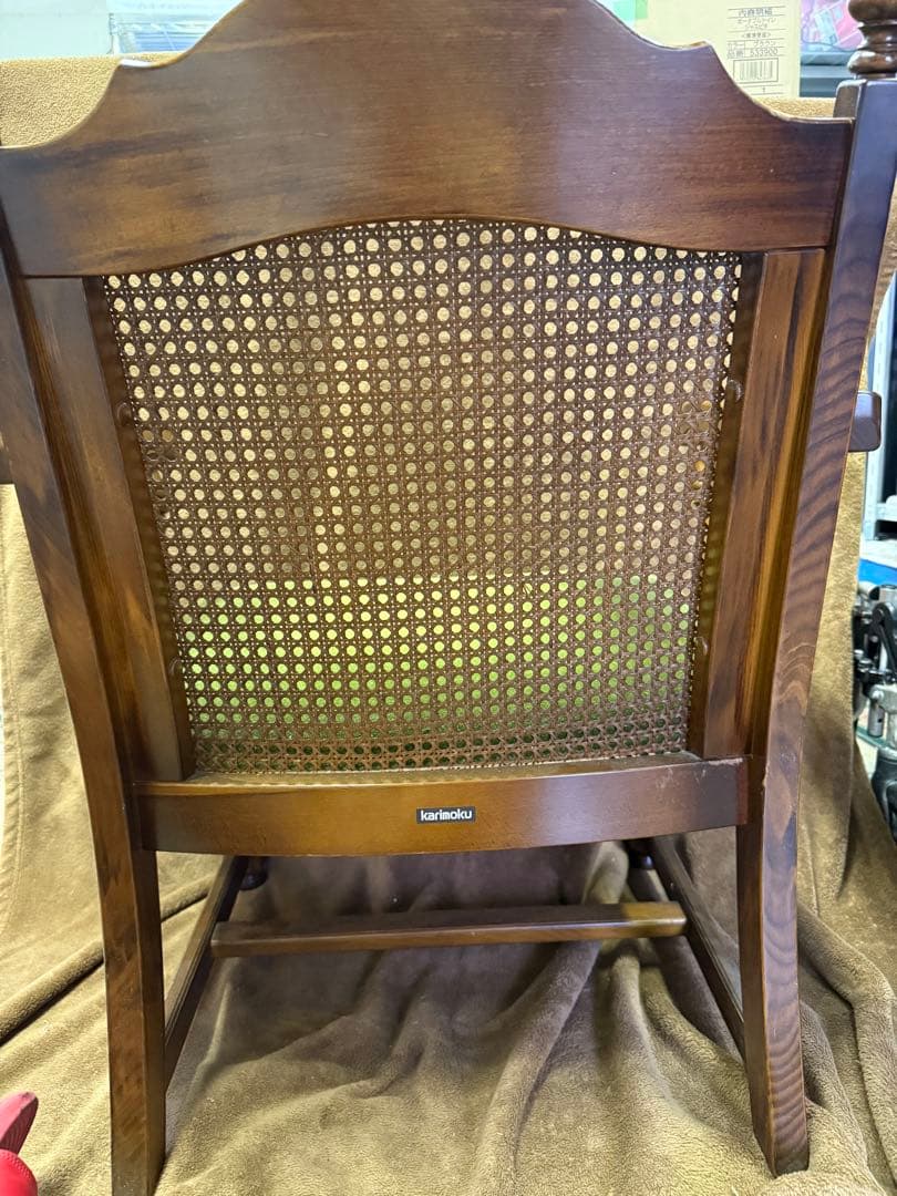 A1 オールドカリモク コロニアル チェア モケットグリーン karimoku