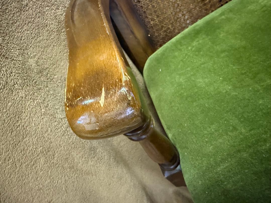 A1 オールドカリモク コロニアル チェア モケットグリーン karimoku