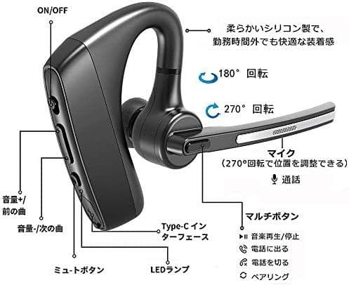 Bluetooth ヘッドセット 5.2片耳