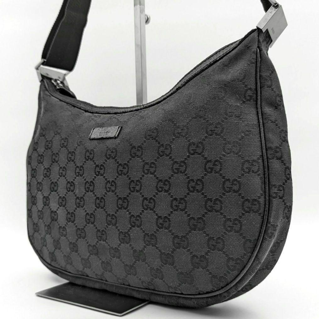 GUCCI グッチ GGキャンバス ショルダーバッグ ホーボー ブラック