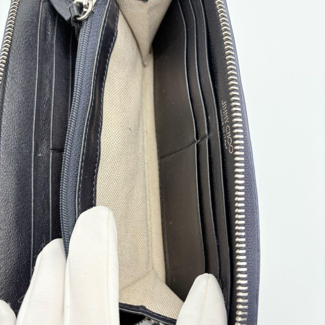 美品✨️ ジミーチュウ スター エンボス ラウンドファスナー 長財布 ネイビー