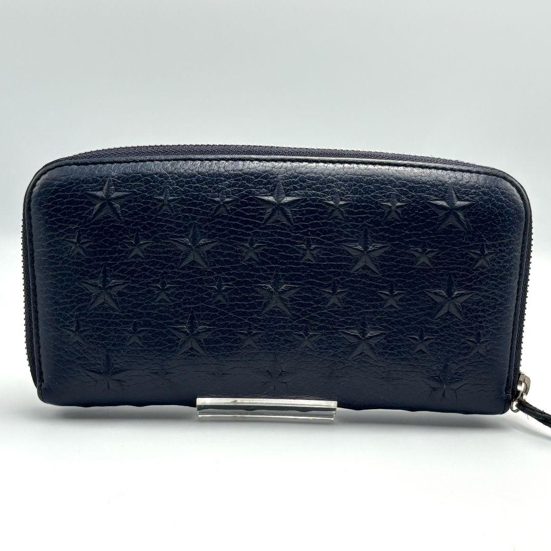 美品✨️ ジミーチュウ スター エンボス ラウンドファスナー 長財布 ネイビー