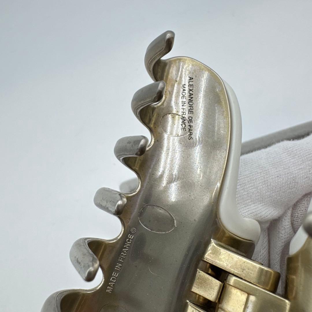 【人気】alexandre de paris ヘアクリップ　ホワイト　ゴールド