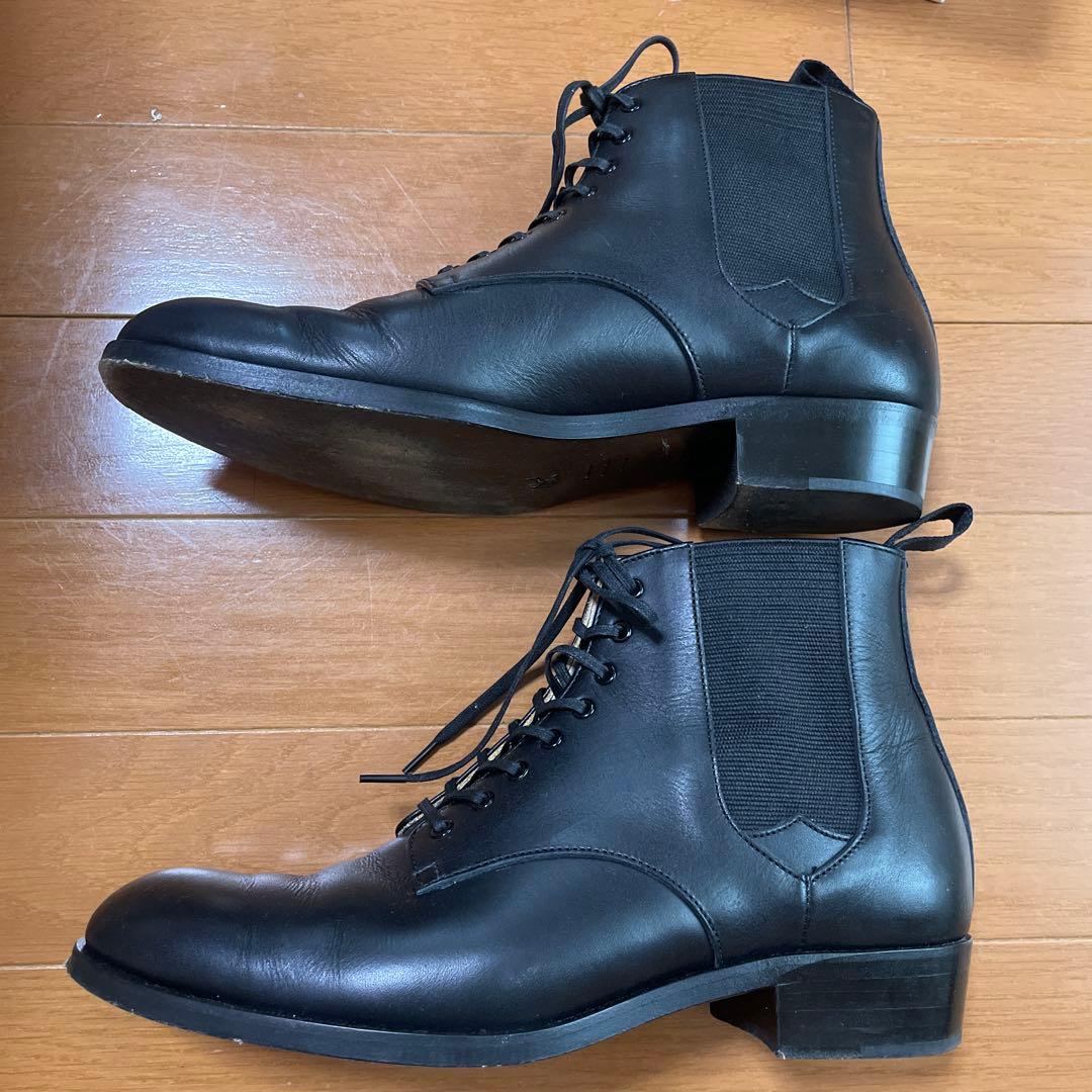 ビューティフルシューズ　レースアップサイドゴアBlack24.5㎝