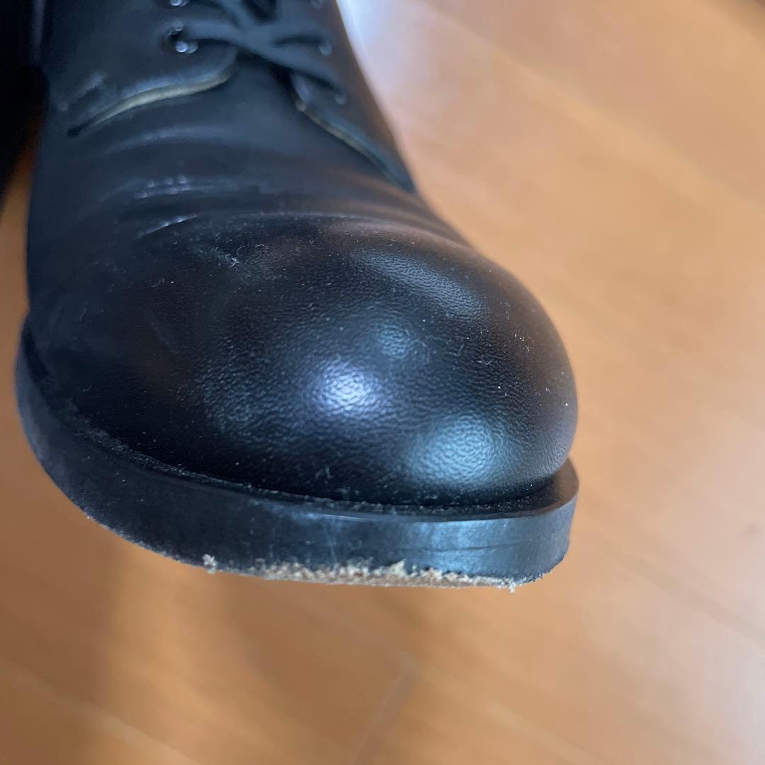 ビューティフルシューズ　レースアップサイドゴアBlack24.5㎝