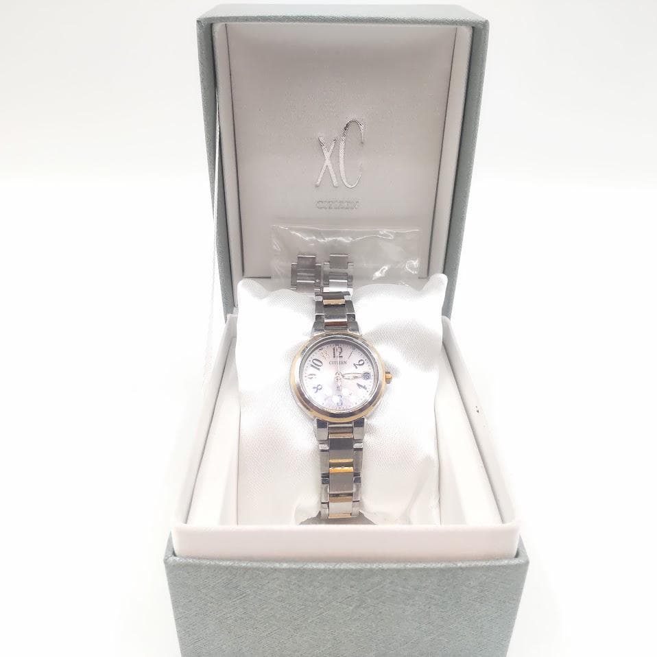 シチズン クロスシー ソーラー電波時計 レディース アナログ デイト コンビ