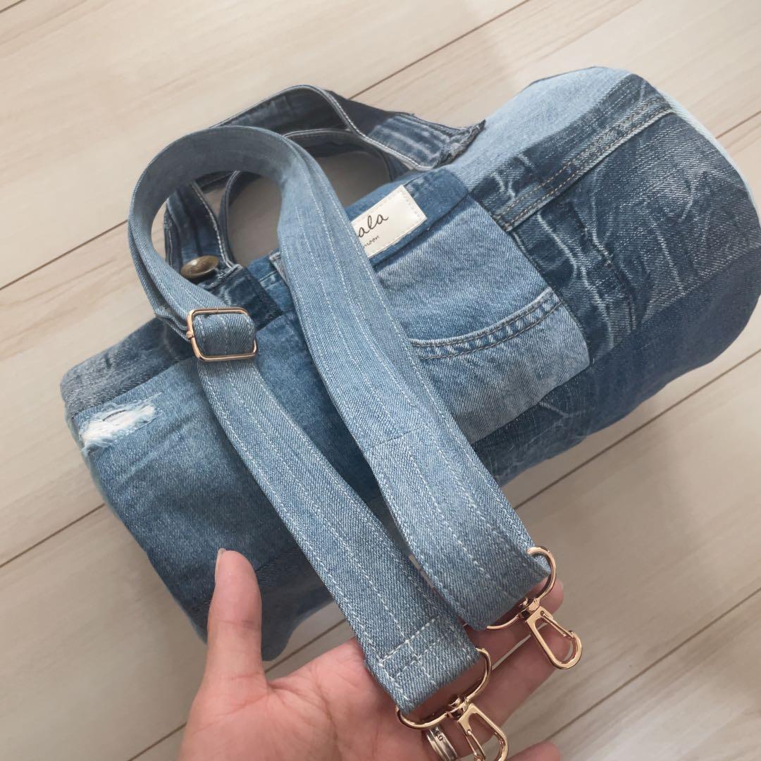 Azumさま専用 デニム リメイク ドラム型バッグ