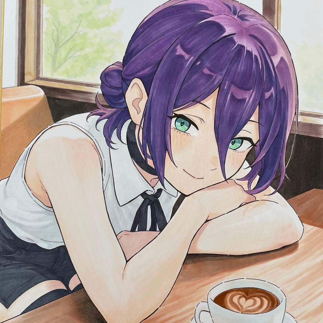 か*ん様 【原画】チェンソーマン　レゼ　ファンアート アナログイラスト 一点もの