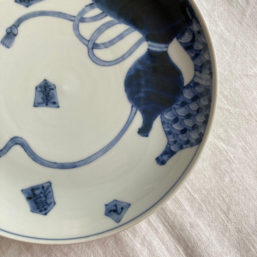 七寸皿（直径約22cm） 染付 瓢箪から駒　藤吉憲典