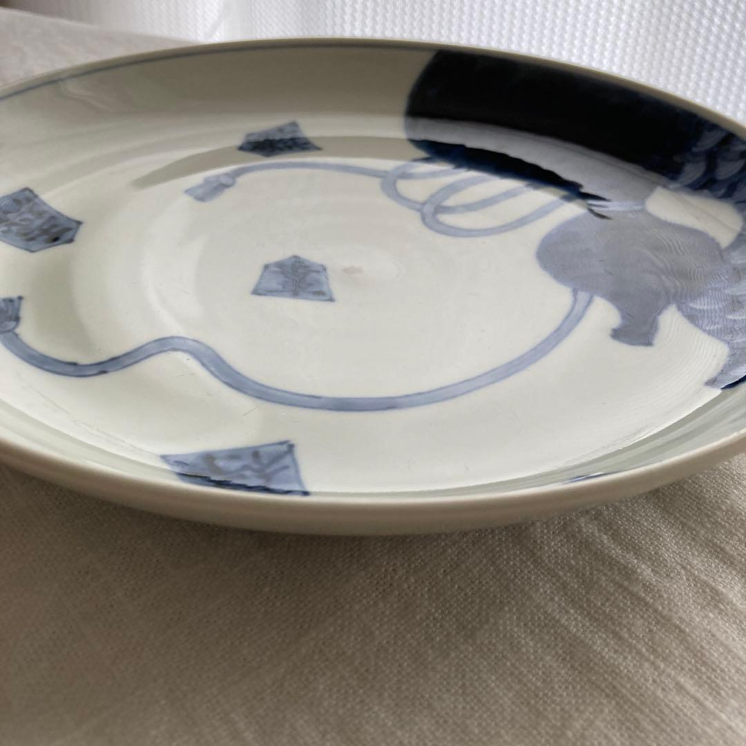 七寸皿（直径約22cm） 染付 瓢箪から駒　藤吉憲典