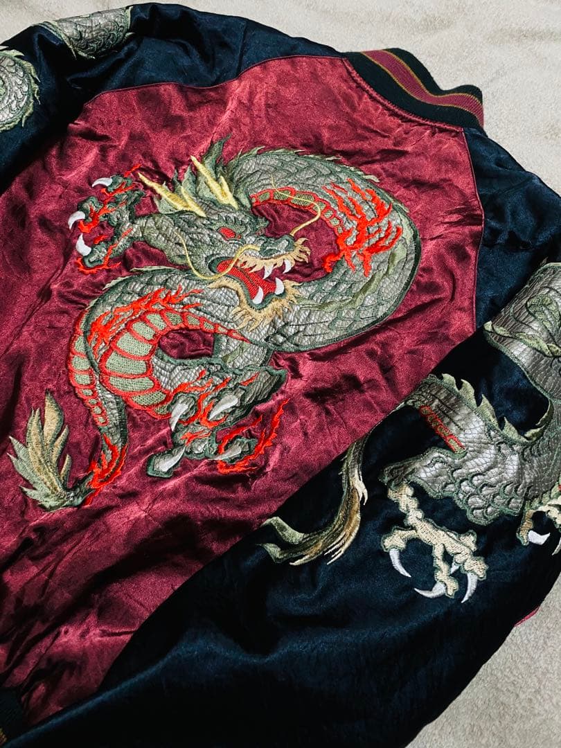 90s vintage handmade 龍 日本限定 スカジャン サテン