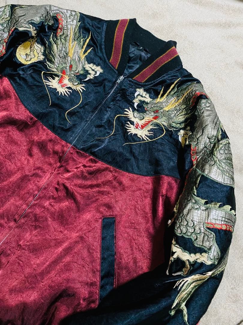 90s vintage handmade 龍 日本限定 スカジャン サテン