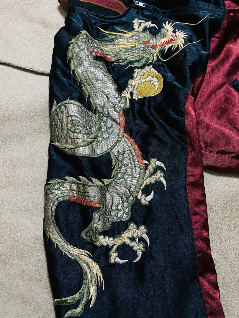 90s vintage handmade 龍 日本限定 スカジャン サテン