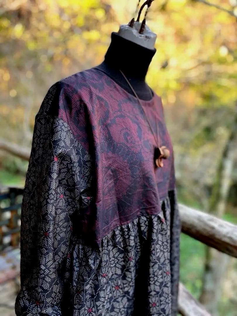 大島紬　ワンピース