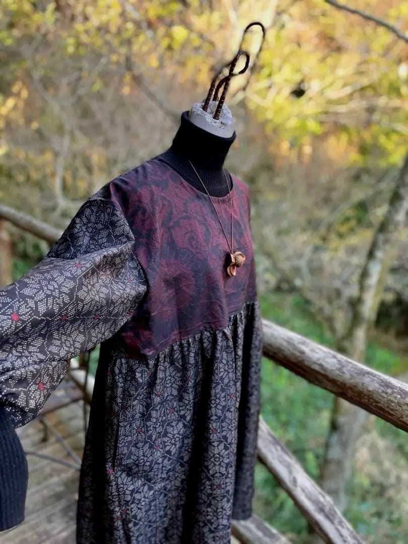 大島紬　ワンピース